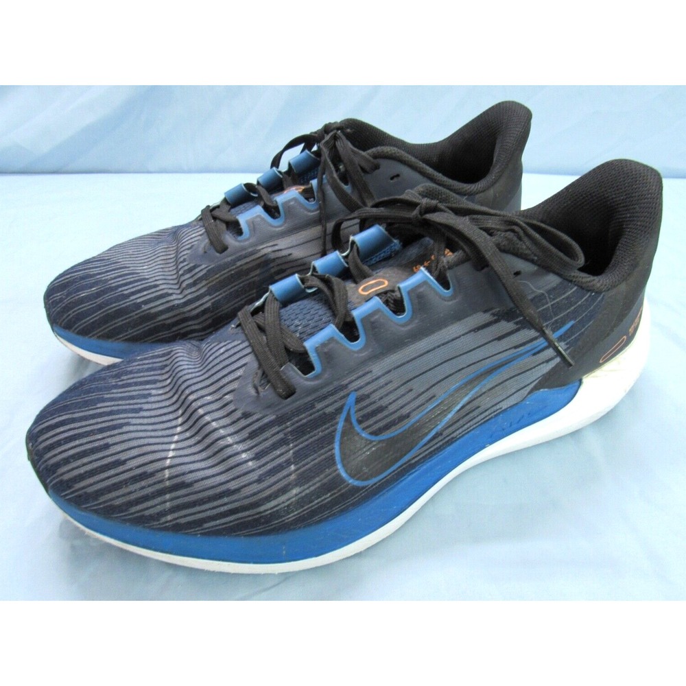 NIKE Wind Flo 9 MEN'S Black/Blue MESH UPPER Lace-Up RUNNING SNEAKERS Sz 10.5